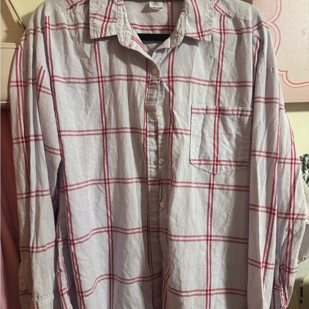 Abound White and Red Plaid Casual Shirt